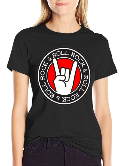 Camiseta Negra Rock & Roll con Diseño Gráfico