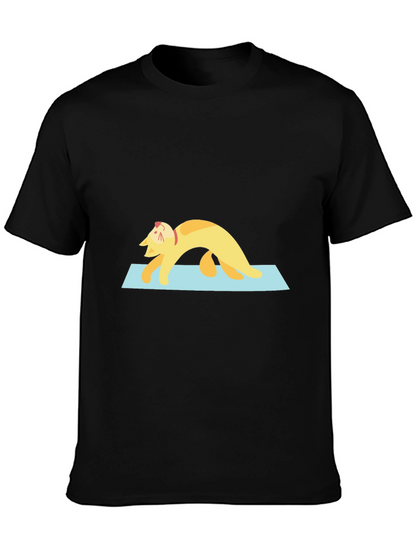 Camiseta Negra con Gato Haciendo Yoga