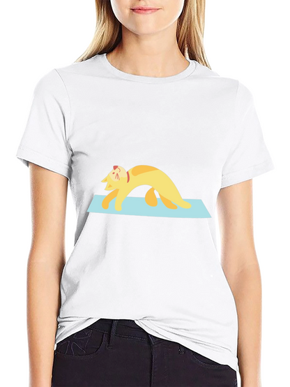 Camiseta Negra con Gato Haciendo Yoga