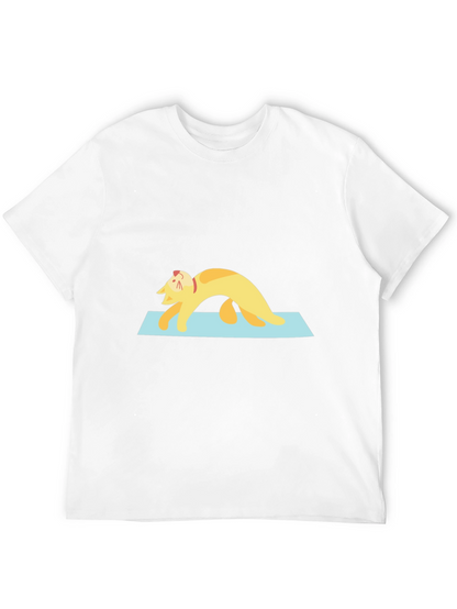 Camiseta Negra con Gato Haciendo Yoga