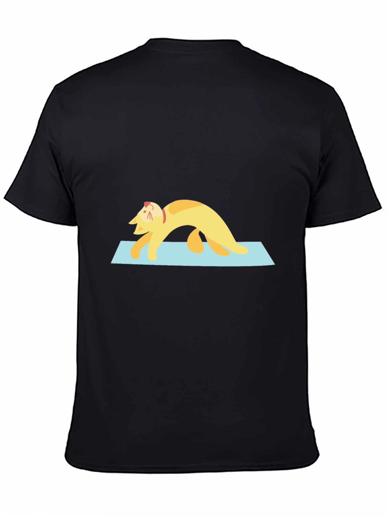 Camiseta Negra con Gato Haciendo Yoga