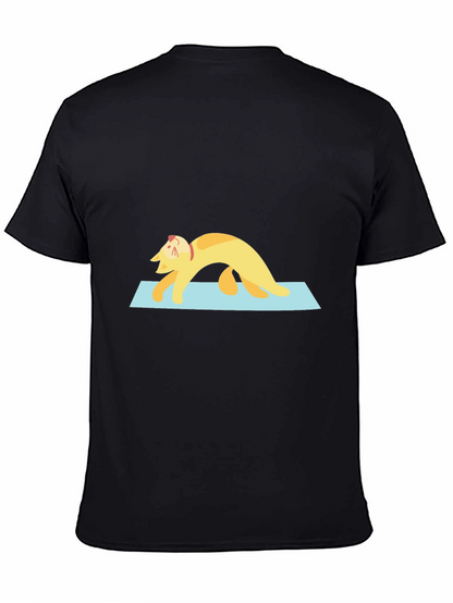 Camiseta Negra con Gato Haciendo Yoga