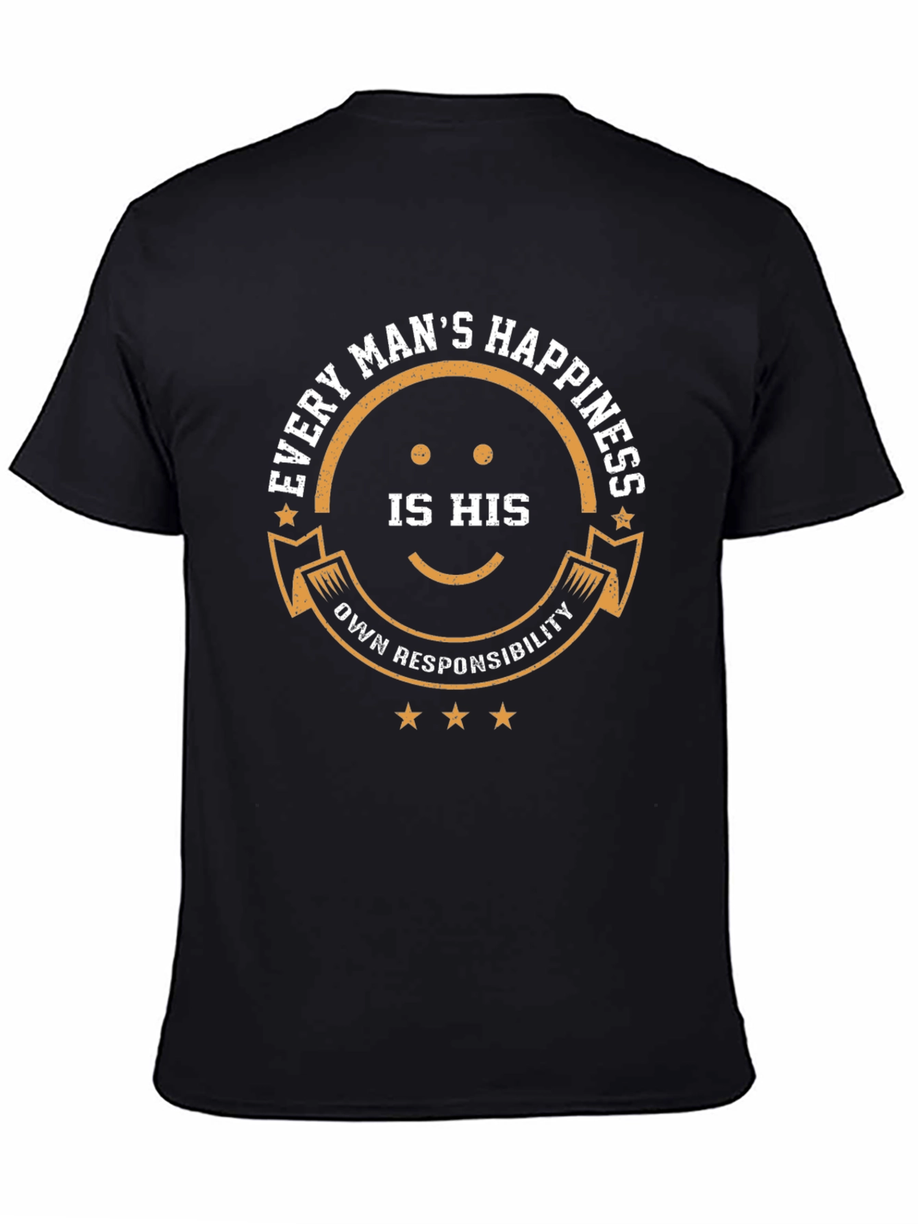 Camiseta Negra con Diseño Felicidad del Hombre