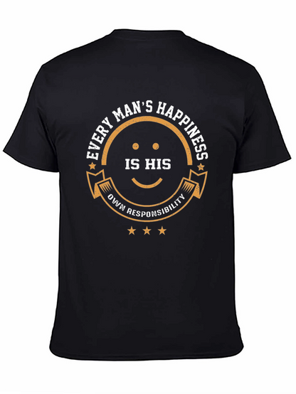 Camiseta Negra con Diseño Felicidad del Hombre