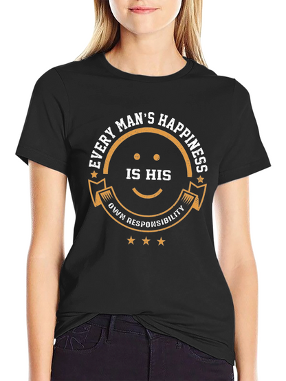 Camiseta Negra con Diseño Felicidad del Hombre