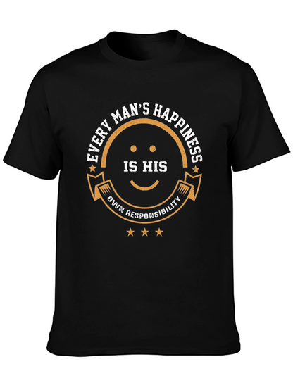 Camiseta Negra con Diseño Felicidad del Hombre