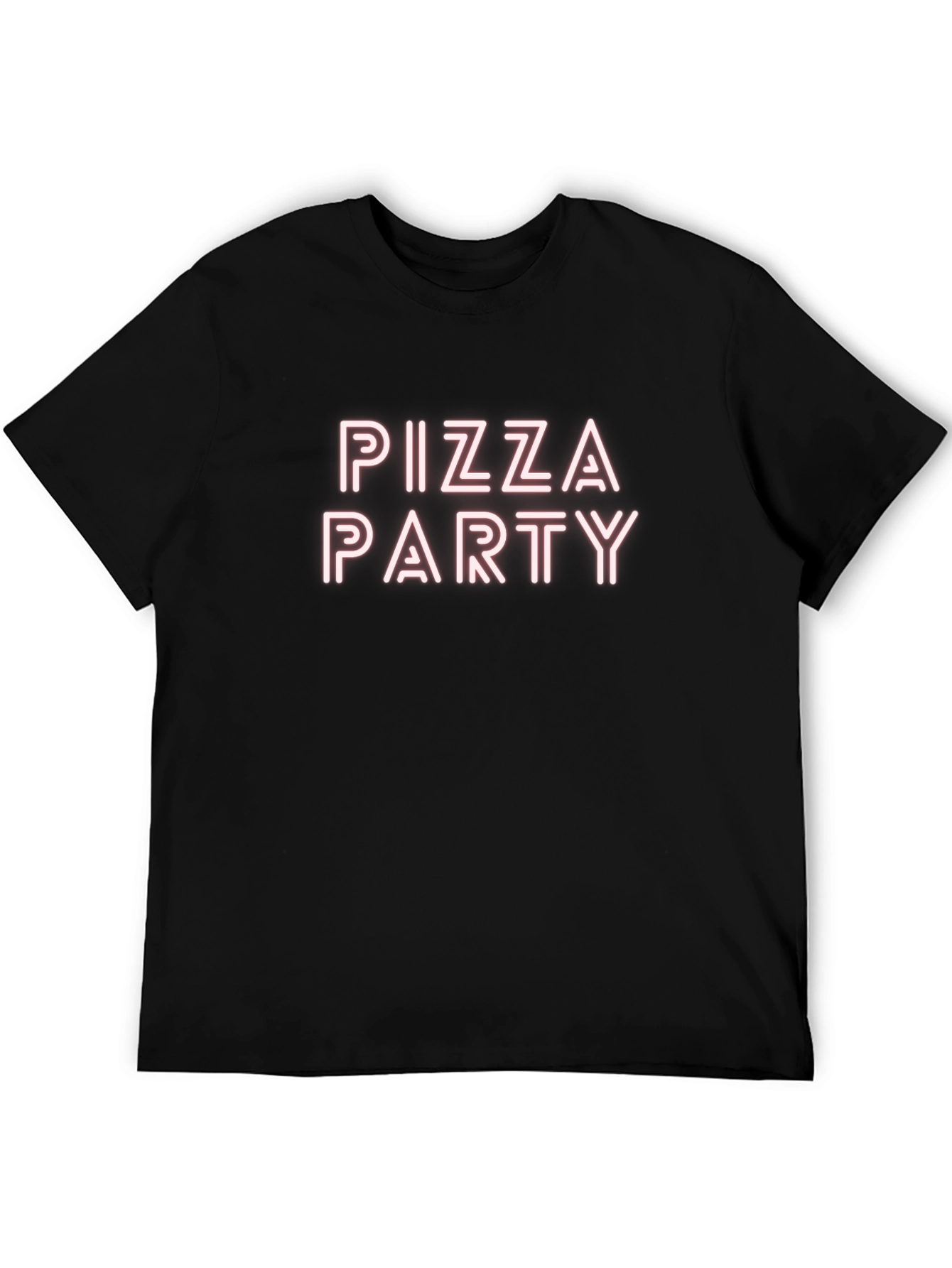 Camiseta Negra Pizza Party Casual Hombre