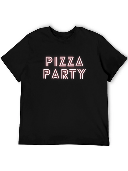 Camiseta Negra Pizza Party Casual Hombre