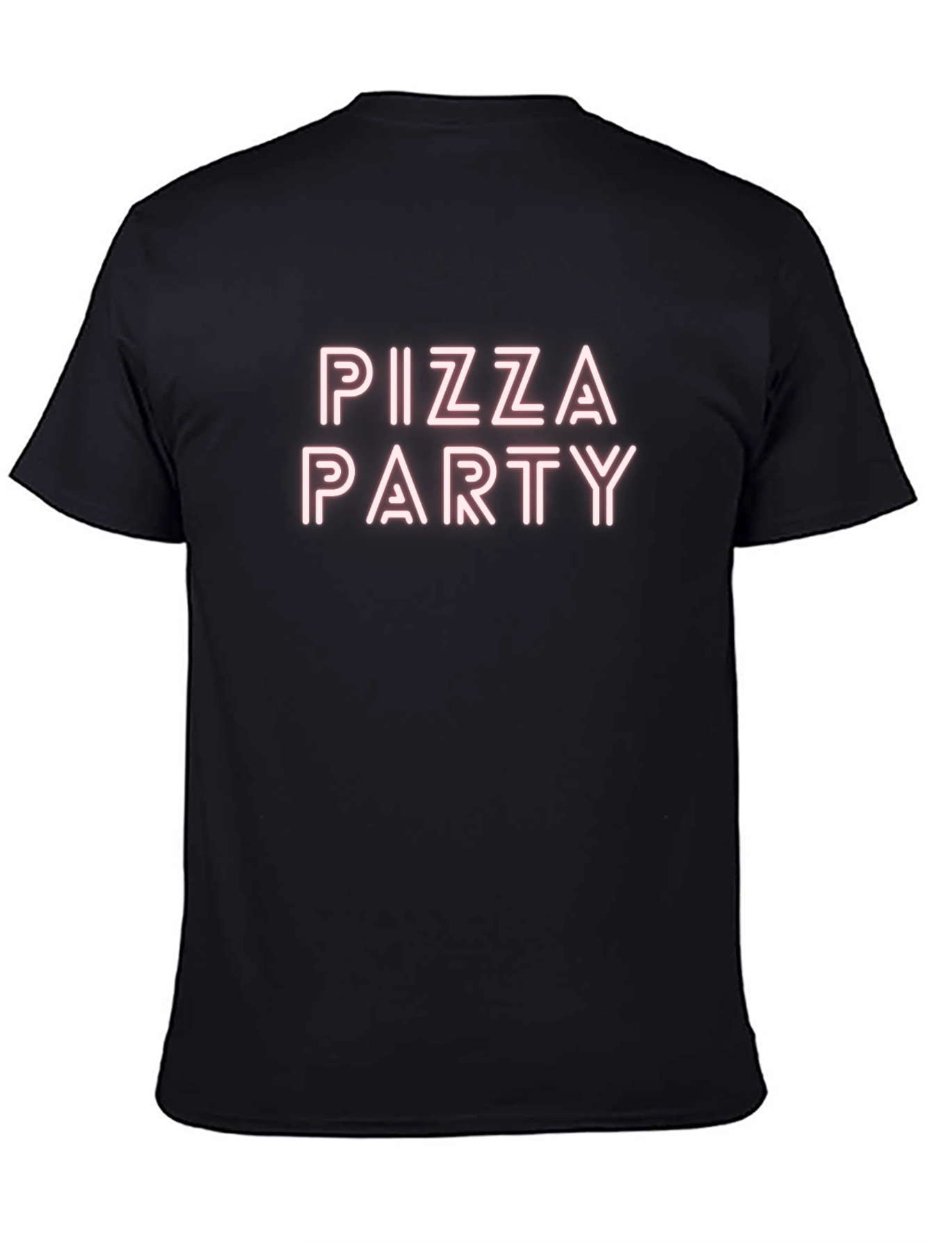 Camiseta Negra Pizza Party Casual Hombre