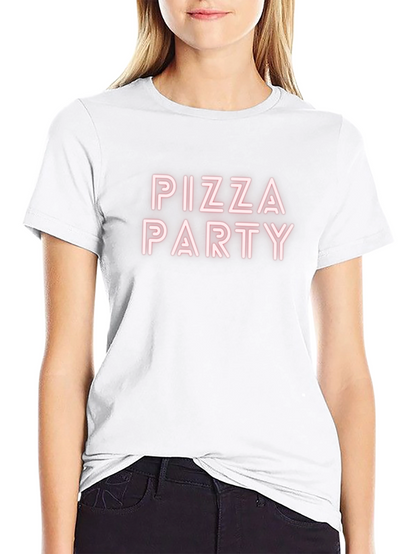 Camiseta Negra Pizza Party Casual Hombre