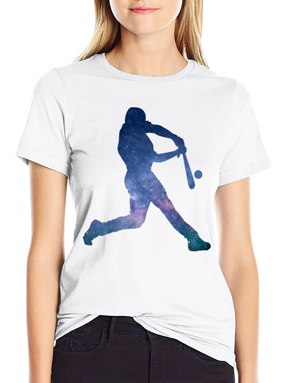 Camiseta Negra con Diseño de Béisbol Galáctico
