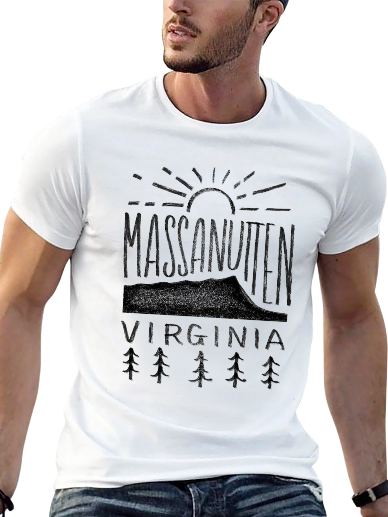 Camiseta Negra Massanutten Virginia Estilo Montaña