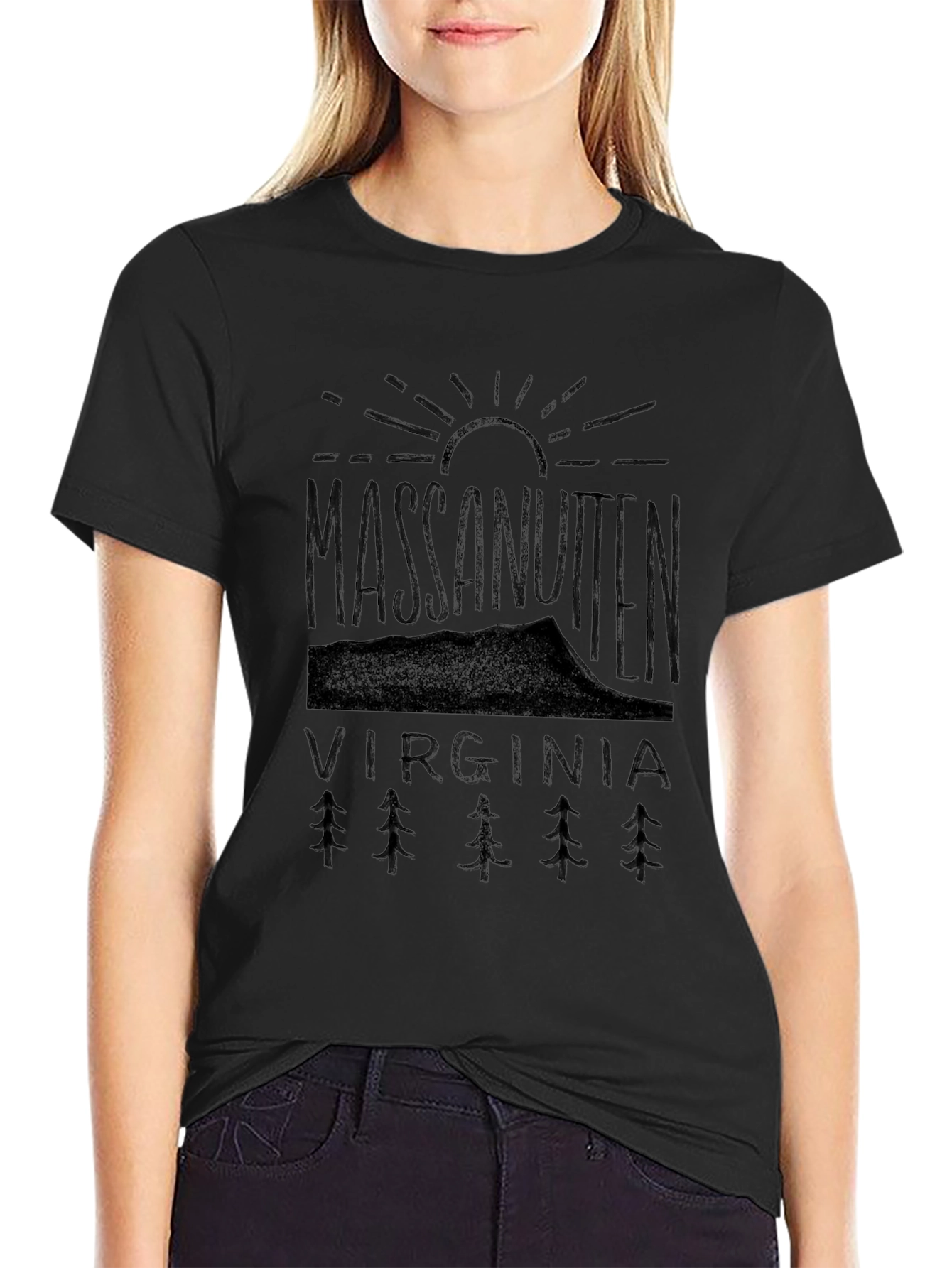 Camiseta Negra Massanutten Virginia Estilo Montaña