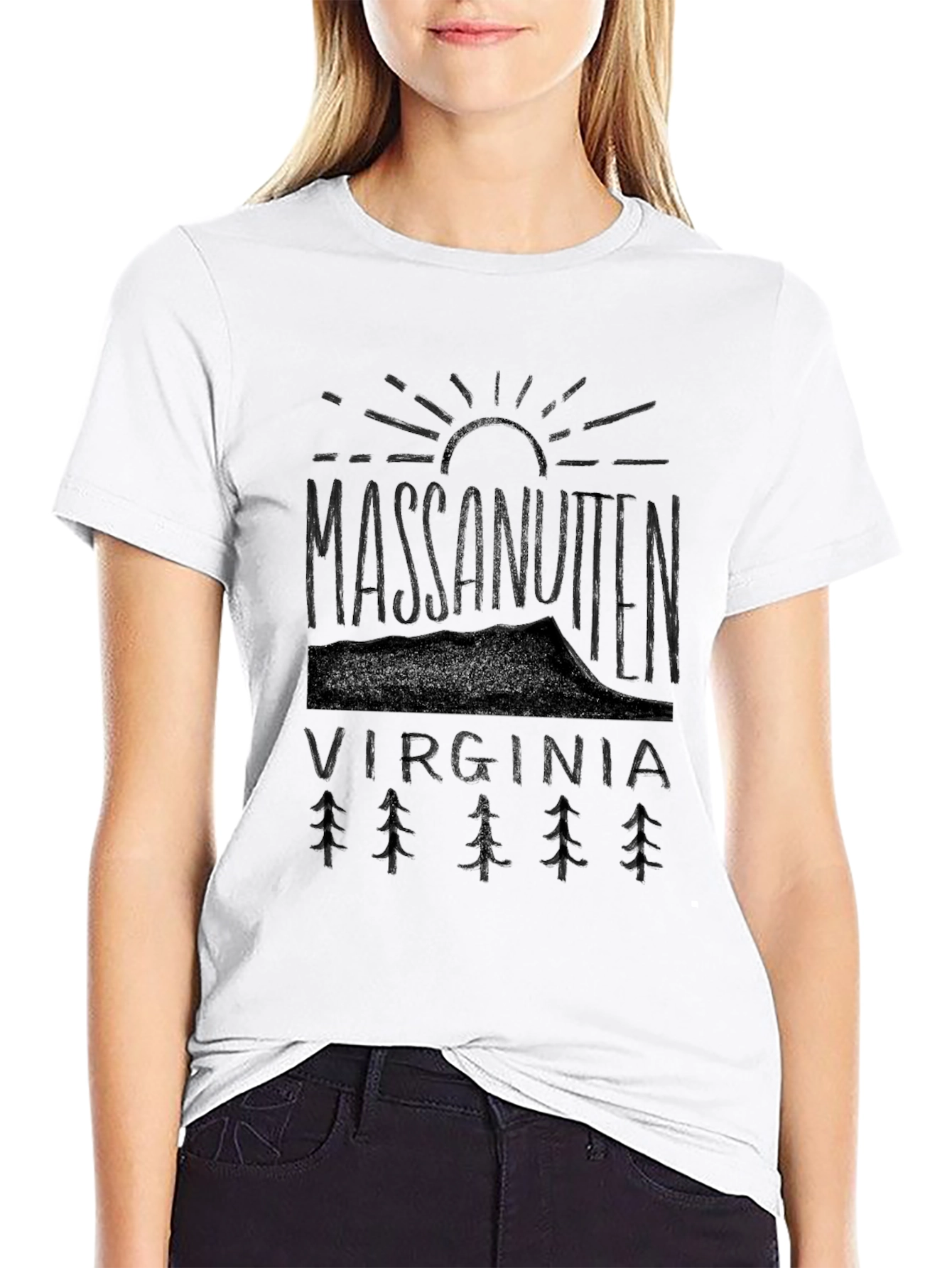 Camiseta Negra Massanutten Virginia Estilo Montaña