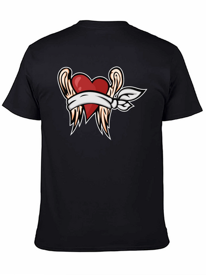 Camiseta Negra Corazón Vendado con Alas