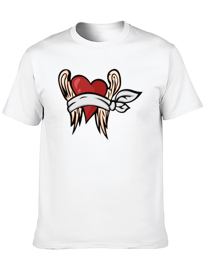 Camiseta Negra Corazón Vendado con Alas