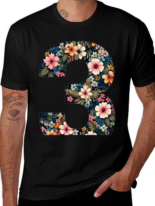 Camiseta Negra Número 3 Floral