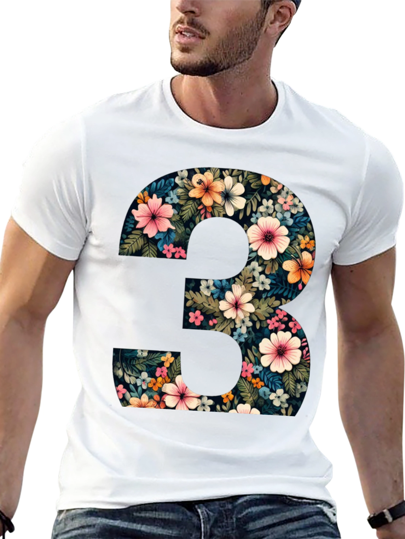 Camiseta Negra Número 3 Floral