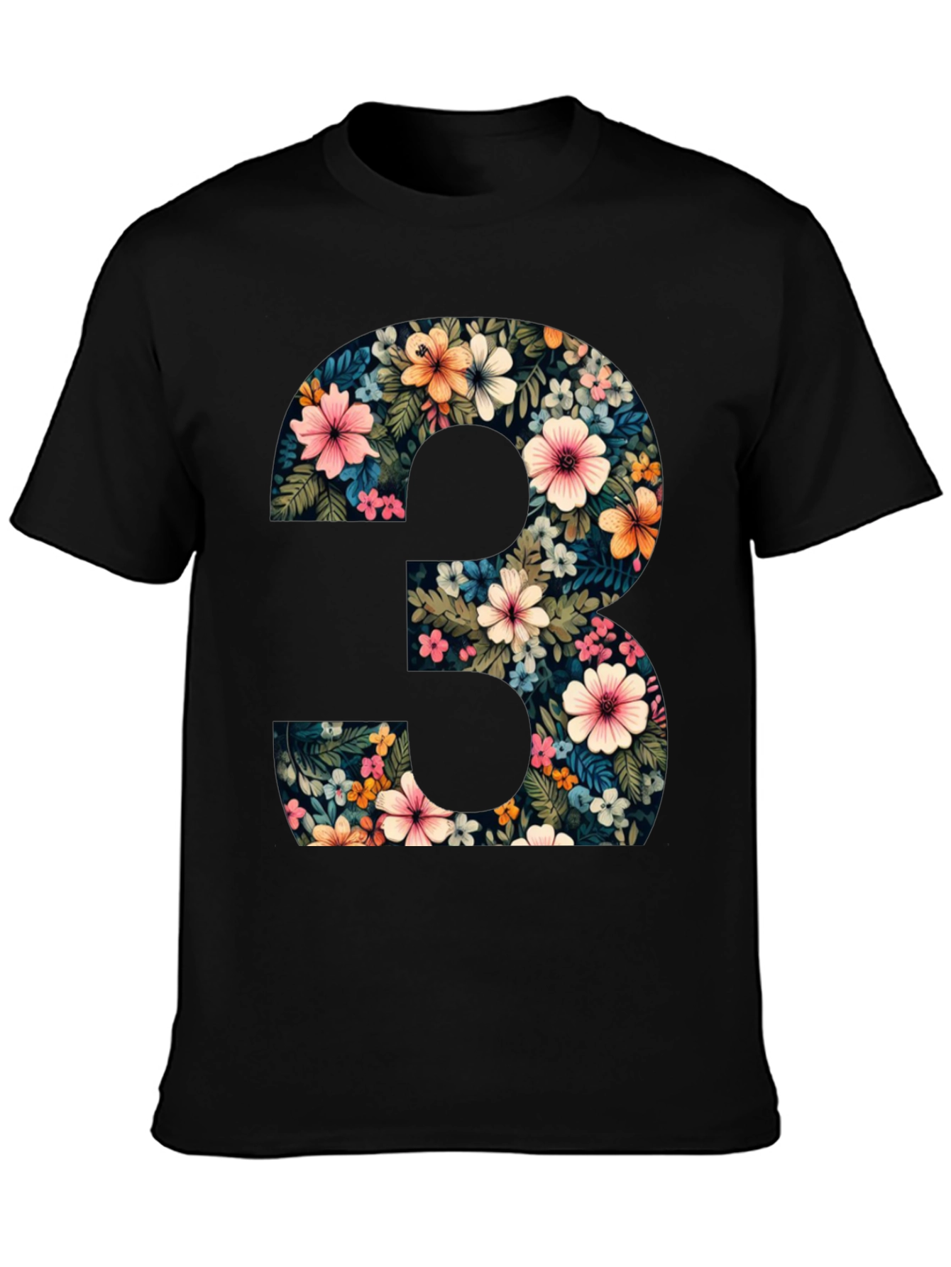 Camiseta Negra Número 3 Floral