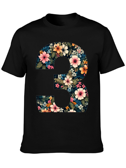 Camiseta Negra Número 3 Floral