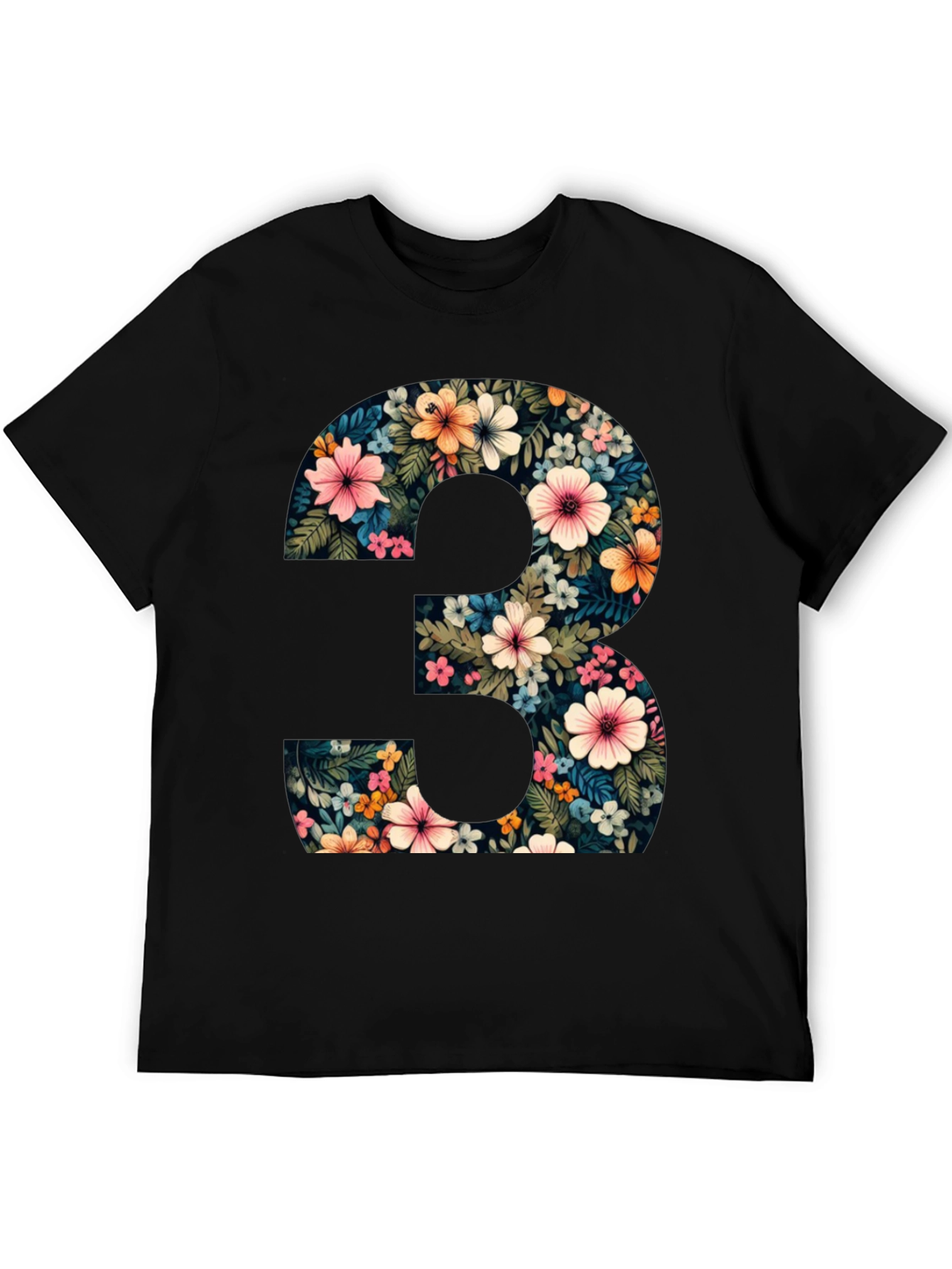 Camiseta Negra Número 3 Floral