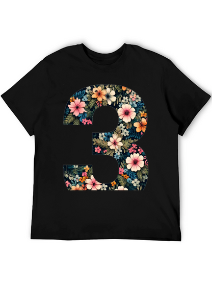 Camiseta Negra Número 3 Floral