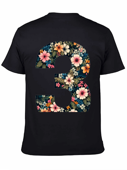 Camiseta Negra Número 3 Floral