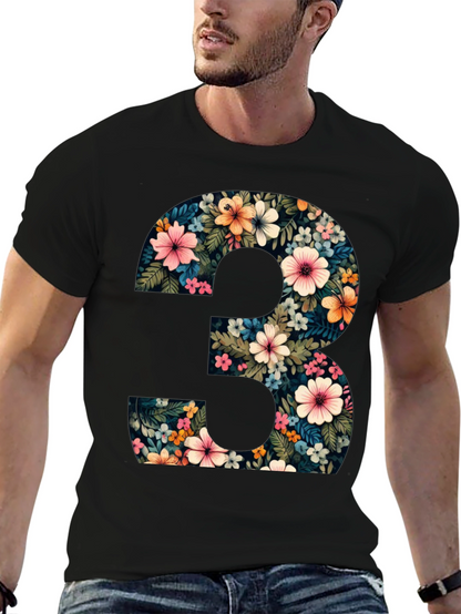 Camiseta Negra Número 3 Floral
