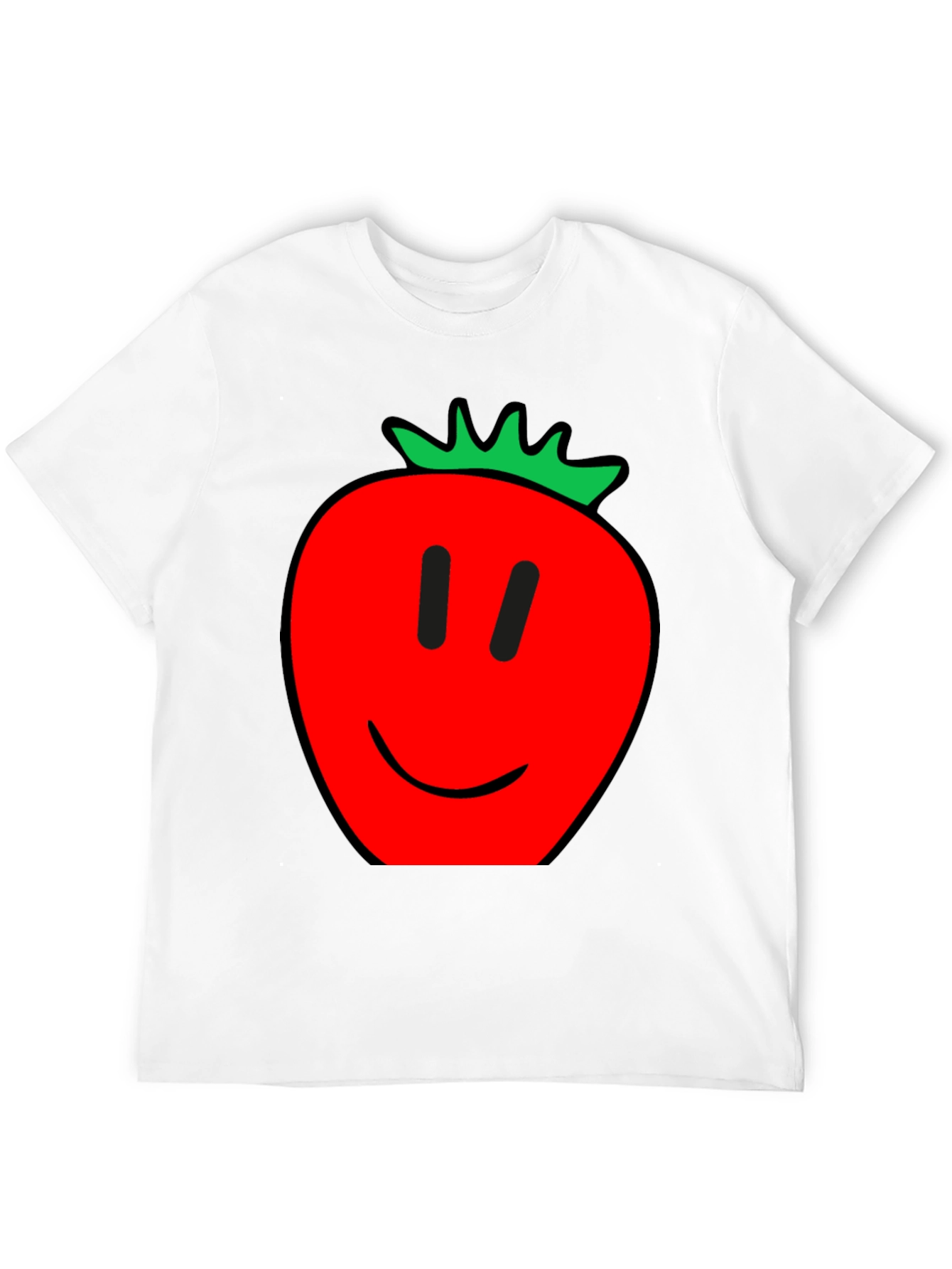 Camiseta Hombre Negra con Estampado de Fresa Feliz