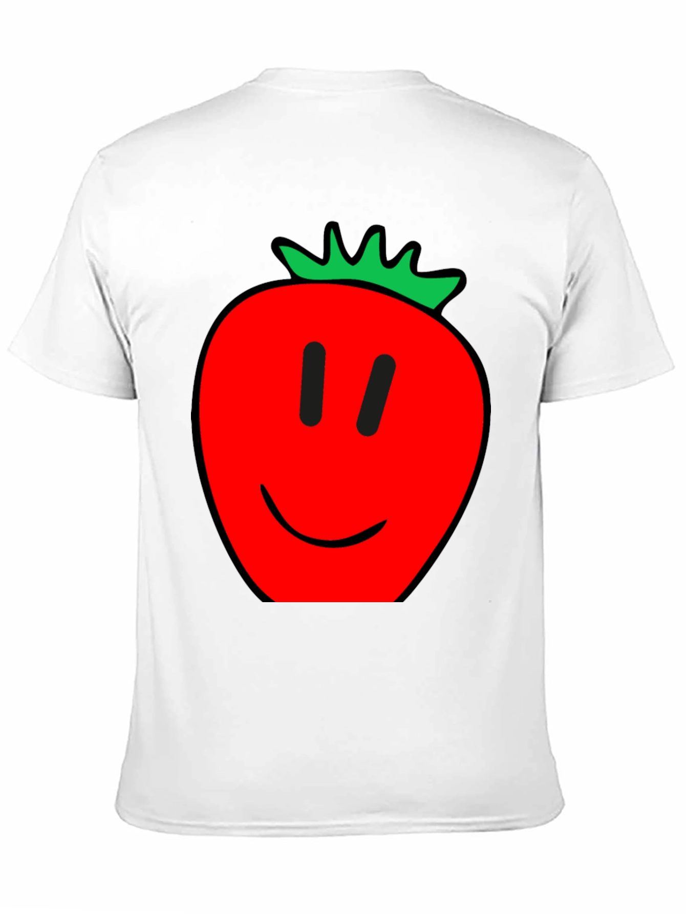 Camiseta Hombre Negra con Estampado de Fresa Feliz