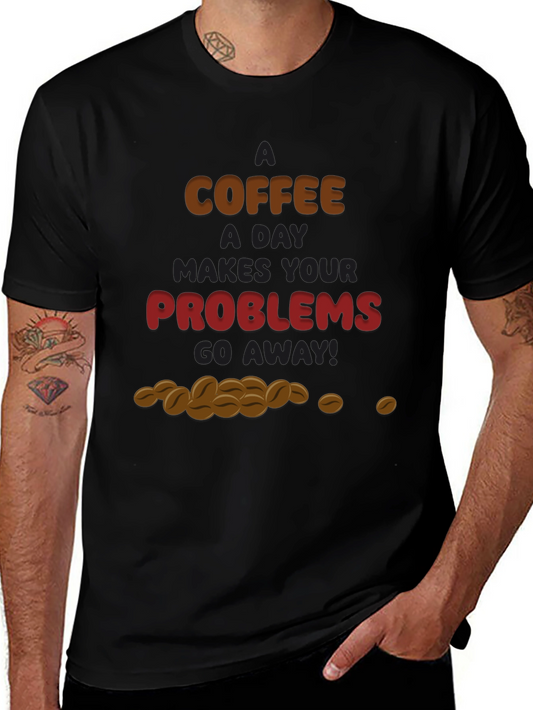 Camiseta Negra Café para Olvidar Problemas