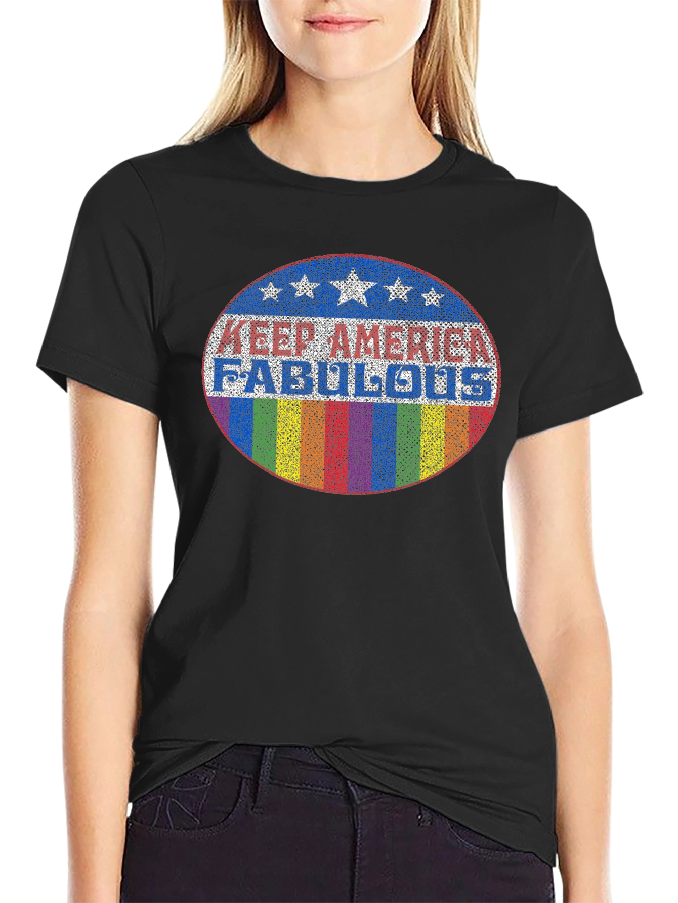 Camiseta Negra con Diseño Keep America Fabulous