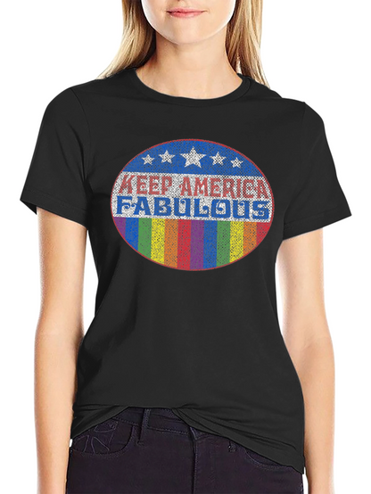 Camiseta Negra con Diseño Keep America Fabulous