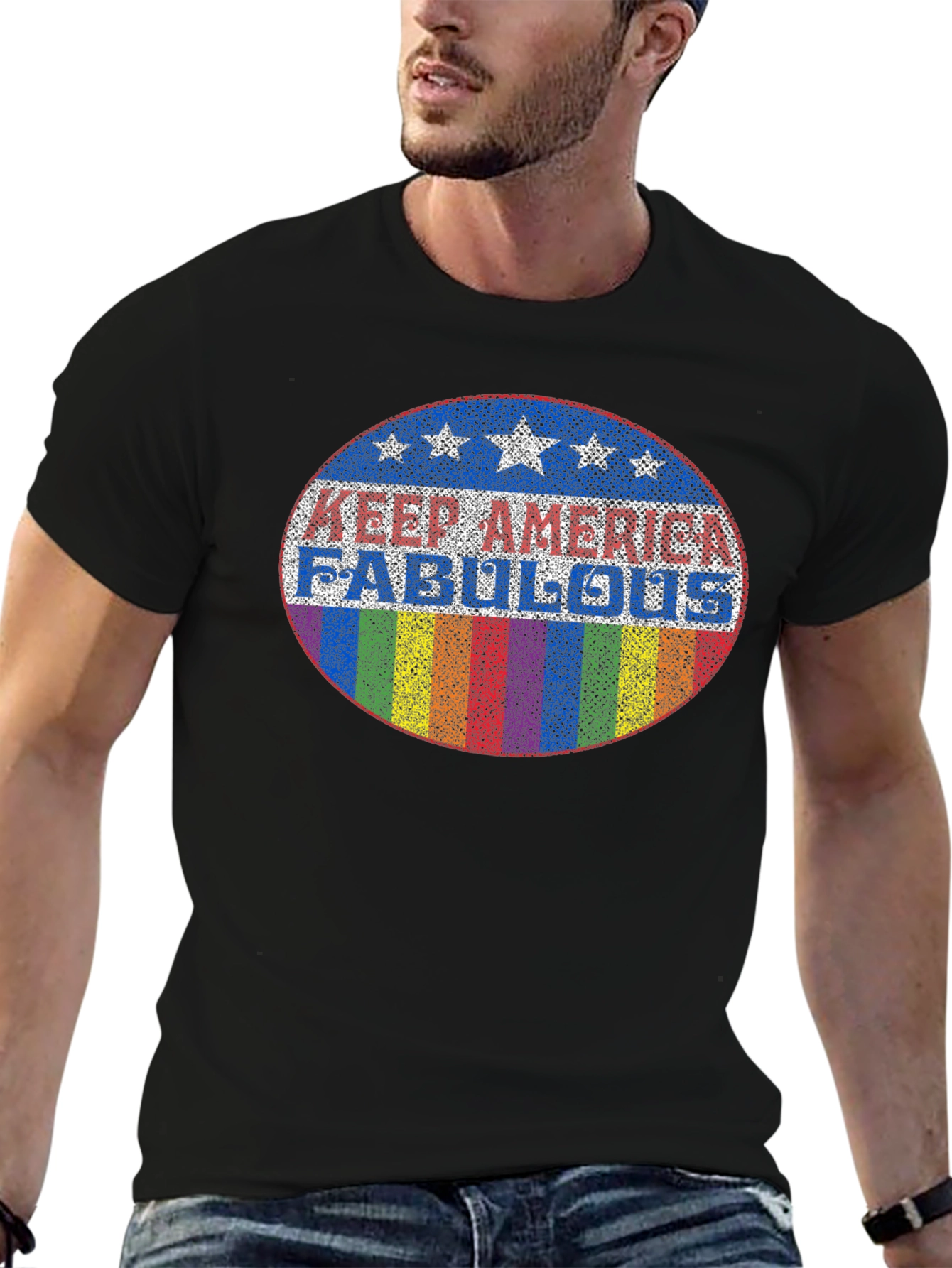 Camiseta Negra con Diseño Keep America Fabulous