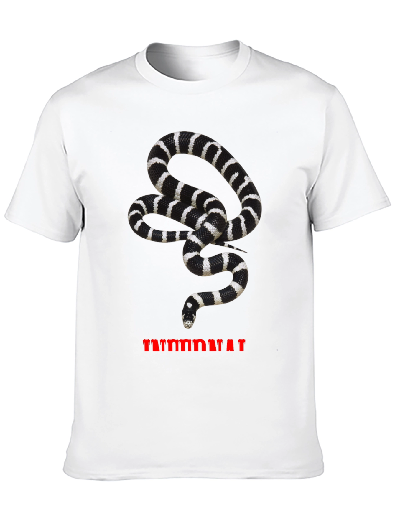 Camiseta Hombre Negra con Estampado de Serpiente Rayada