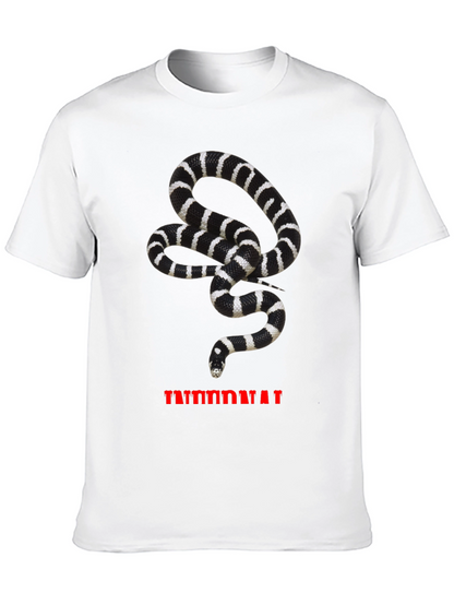 Camiseta Hombre Negra con Estampado de Serpiente Rayada