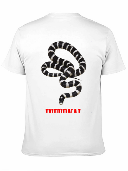 Camiseta Hombre Negra con Estampado de Serpiente Rayada