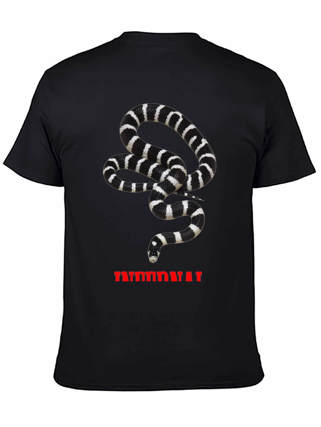 Camiseta Hombre Negra con Estampado de Serpiente Rayada