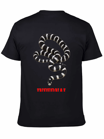 Camiseta Hombre Negra con Estampado de Serpiente Rayada