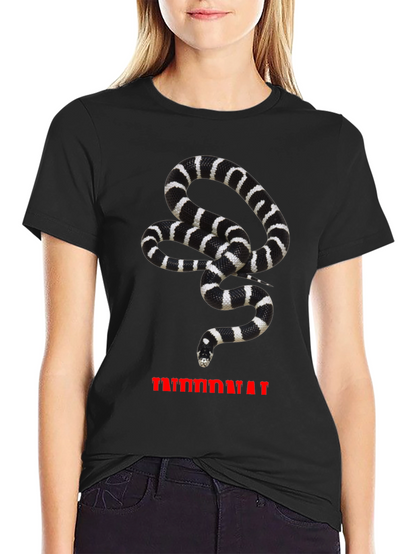 Camiseta Hombre Negra con Estampado de Serpiente Rayada