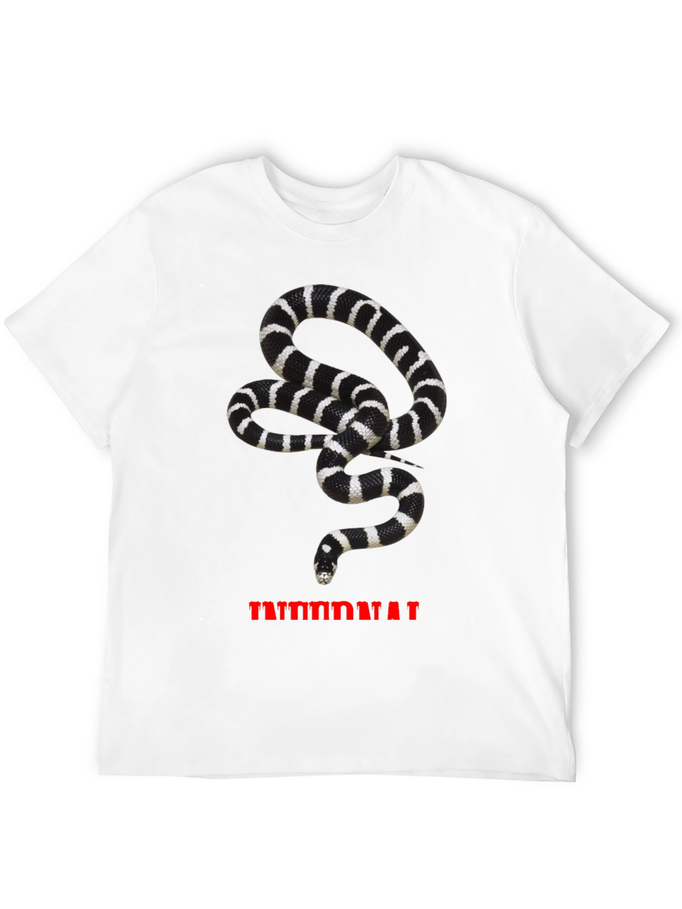 Camiseta Hombre Negra con Estampado de Serpiente Rayada