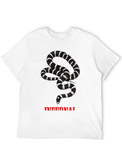 Camiseta Hombre Negra con Estampado de Serpiente Rayada