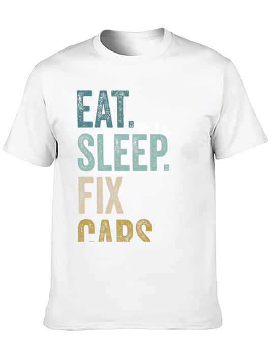 Camiseta Hombre Negra: Eat Sleep Fix Cars