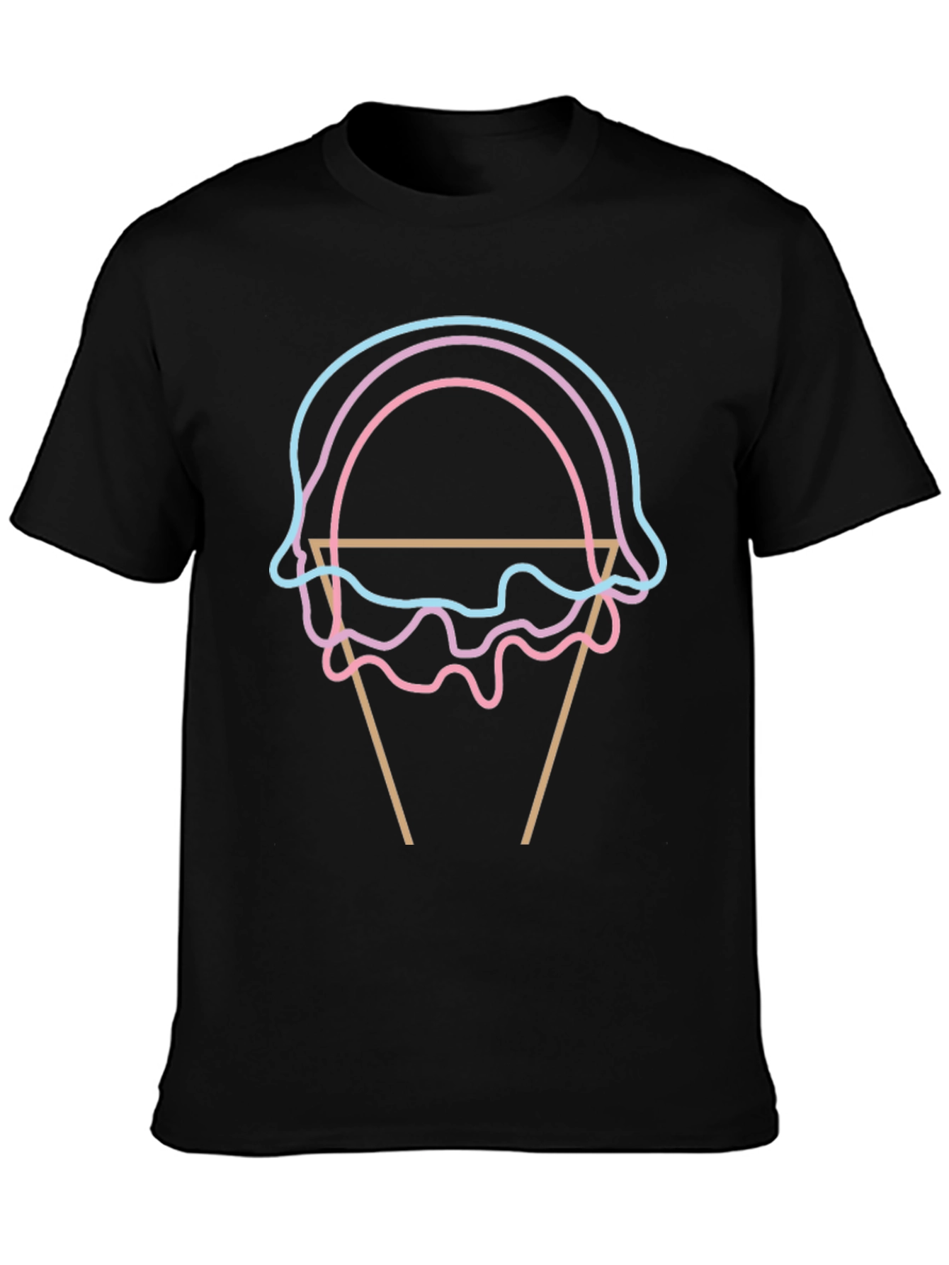 Camiseta Negra con Diseño de Helado Neón