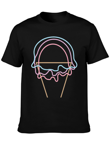 Camiseta Negra con Diseño de Helado Neón