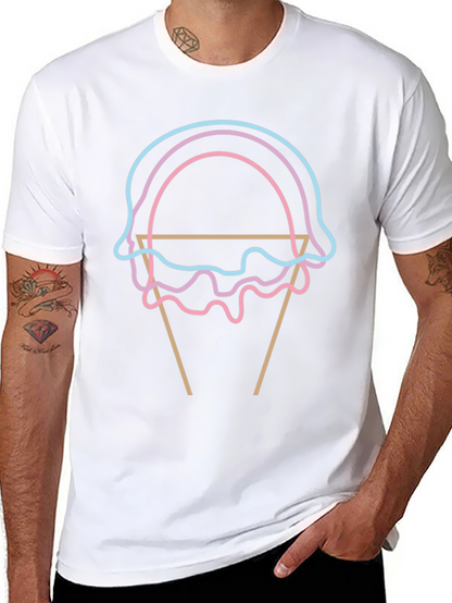Camiseta Negra con Diseño de Helado Neón