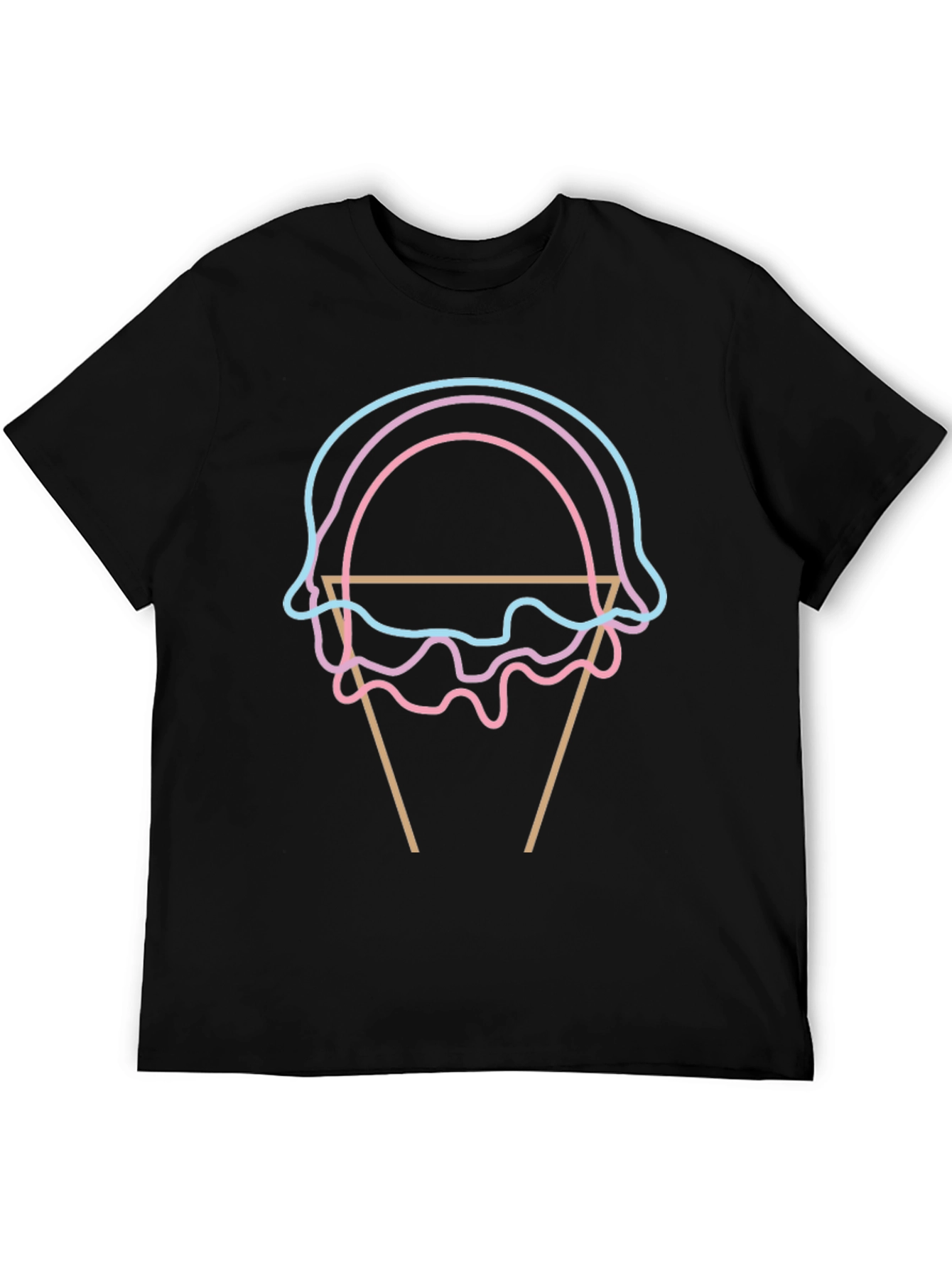 Camiseta Negra con Diseño de Helado Neón