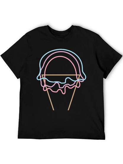 Camiseta Negra con Diseño de Helado Neón