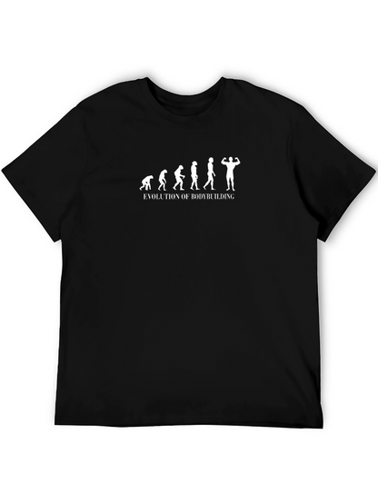 Camiseta Negra Evolución del Bodybuilding para Hombre
