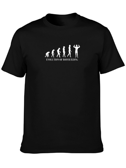 Camiseta Negra Evolución del Bodybuilding para Hombre